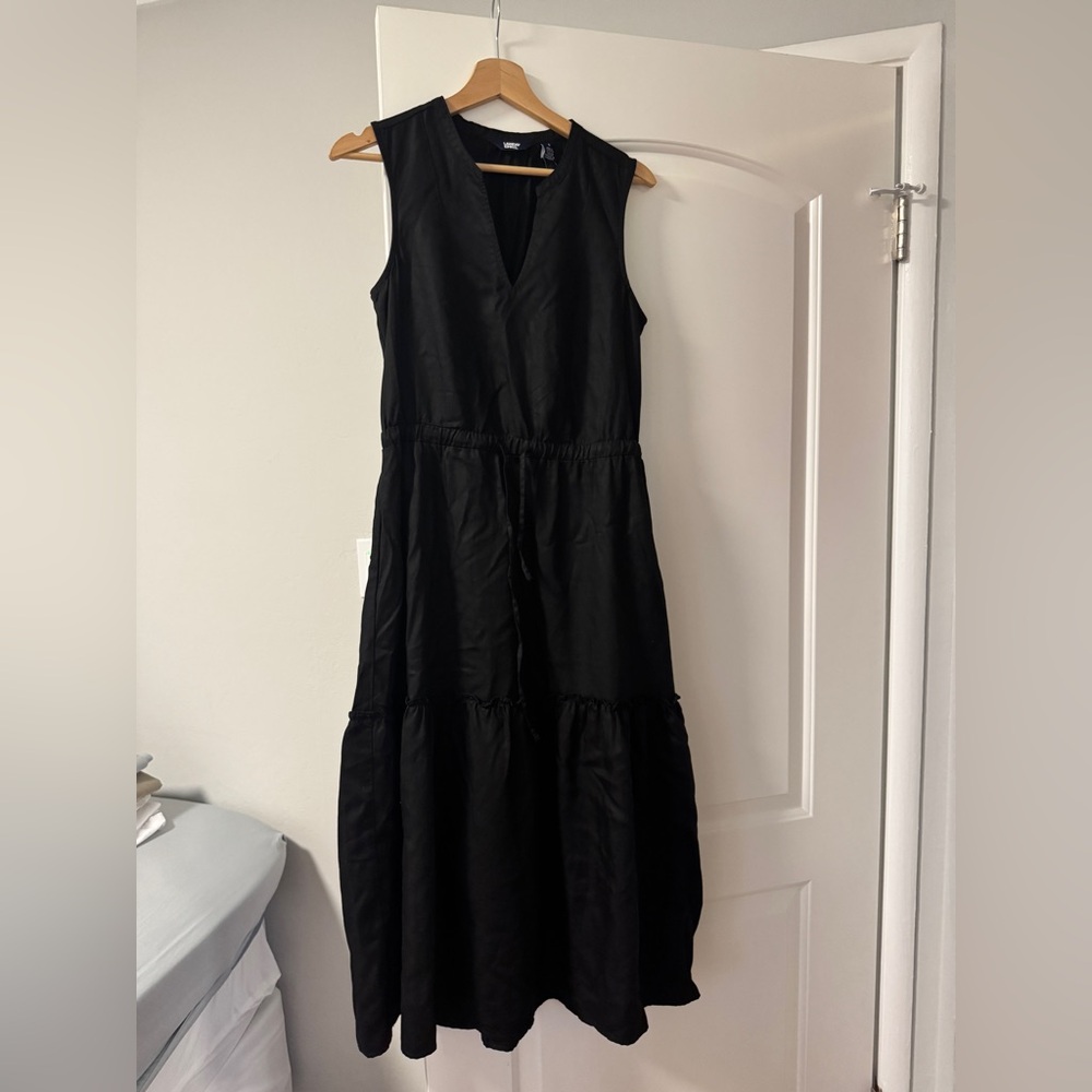 Lands End Women's Tiered Midi Dress, Color: Black, Size S NWT